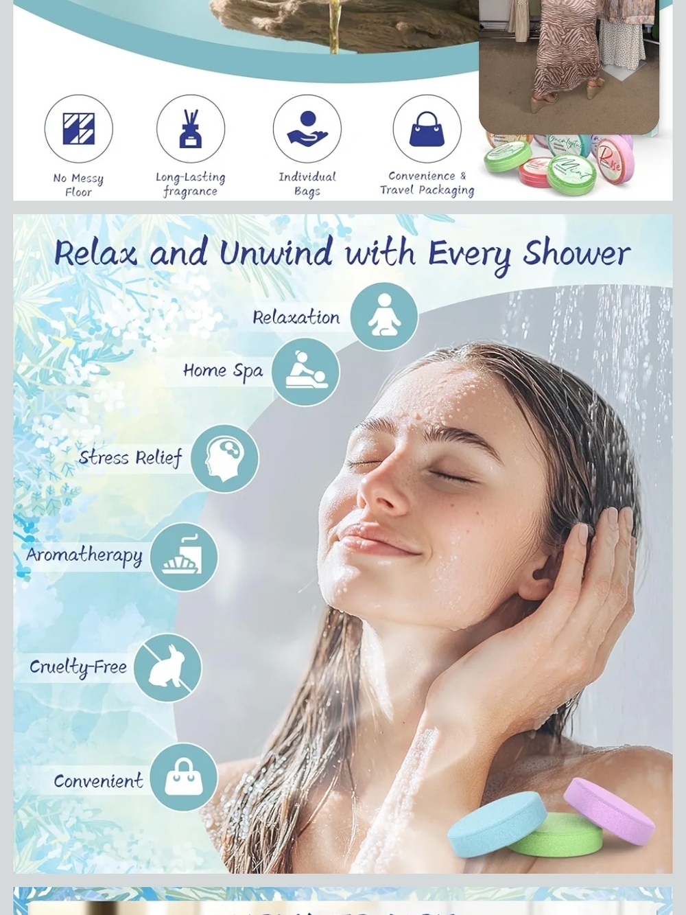 Shower Steamers Variety Pack - Lavender, Eucalyptus, Mint, Orange, Rose - Picture 4 of 4